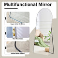 The 4Th Generation Floor Standing Full Length Rearview Mirror. Aluminum Alloy Metal Frame Arched Wall Mirror, Bathroom Makeup Mirror, Floor Standing Mirror With Bracket. Silver 71 