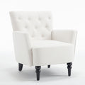 Mid Century Morden Arm Chair, Accent Chair With Ergonomic Cushion,Upholstered In Linen Fabric, Solid Wood Legs,Upholstered Single Sofa Club Chair For Living Room, Bedroom, Home Office,Cream. Cream Primary Living Space Mid Century Modern,Modern Rubberwood