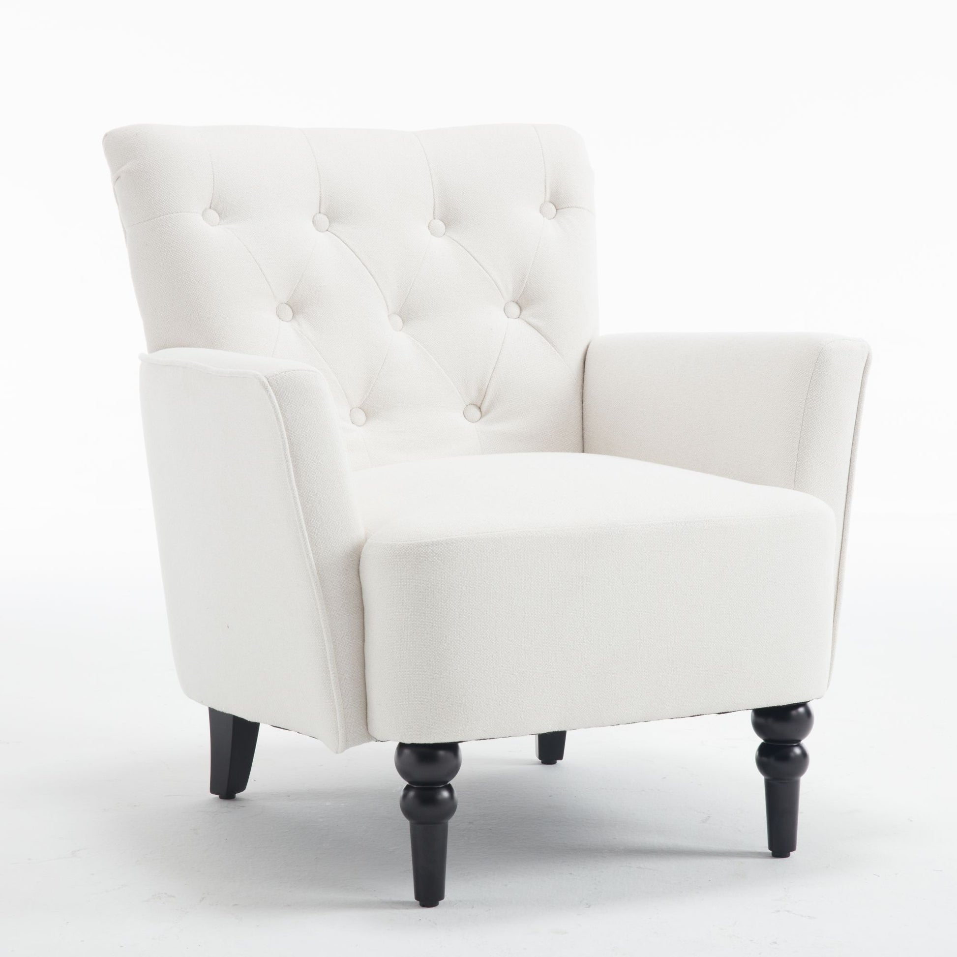 Mid Century Morden Arm Chair, Accent Chair With Ergonomic Cushion,Upholstered In Linen Fabric, Solid Wood Legs,Upholstered Single Sofa Club Chair For Living Room, Bedroom, Home Office,Cream. Cream Primary Living Space Mid Century Modern,Modern Rubberwood
