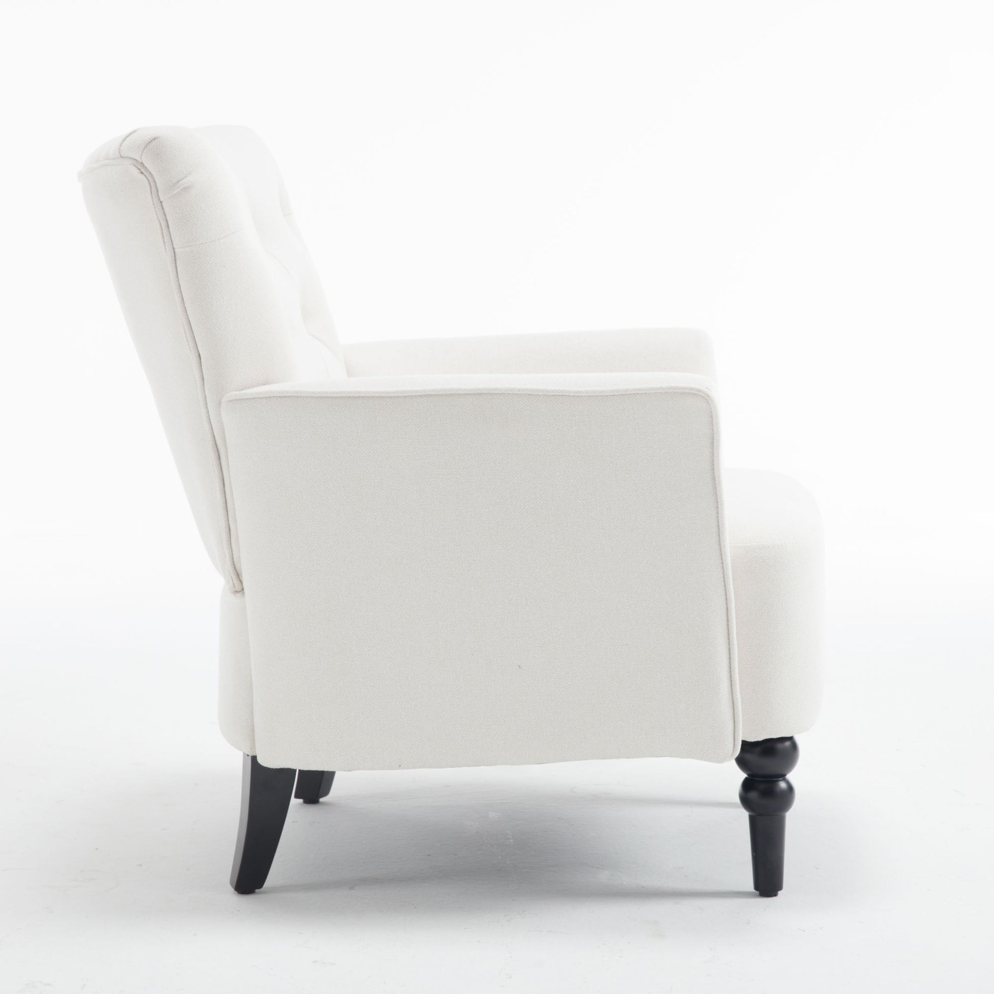 Mid Century Morden Arm Chair, Accent Chair With Ergonomic Cushion,Upholstered In Linen Fabric, Solid Wood Legs,Upholstered Single Sofa Club Chair For Living Room, Bedroom, Home Office,Cream. Cream Primary Living Space Mid Century Modern,Modern Rubberwood