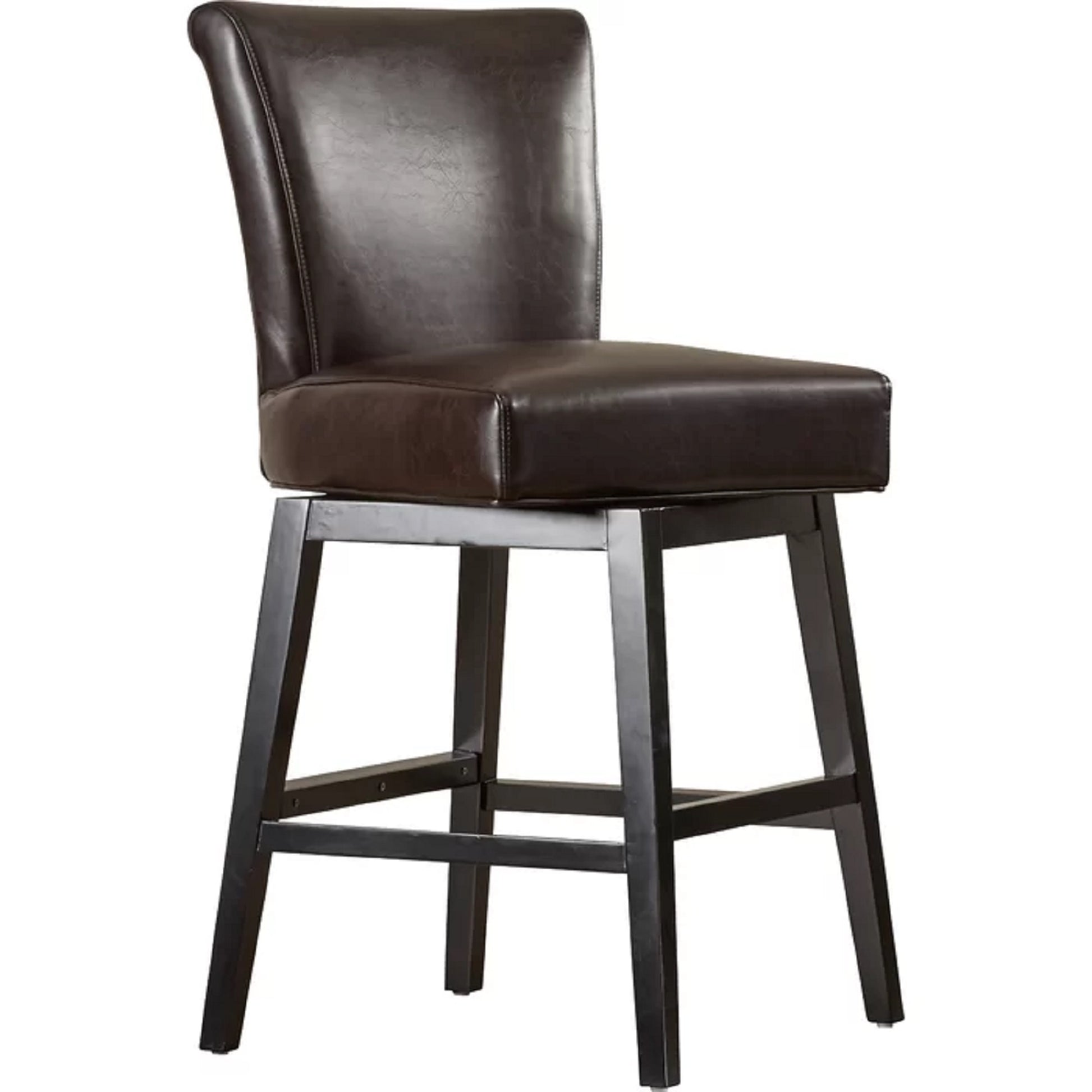 28 Inch Pu Leather Swivel Counter Stool Brown Pu