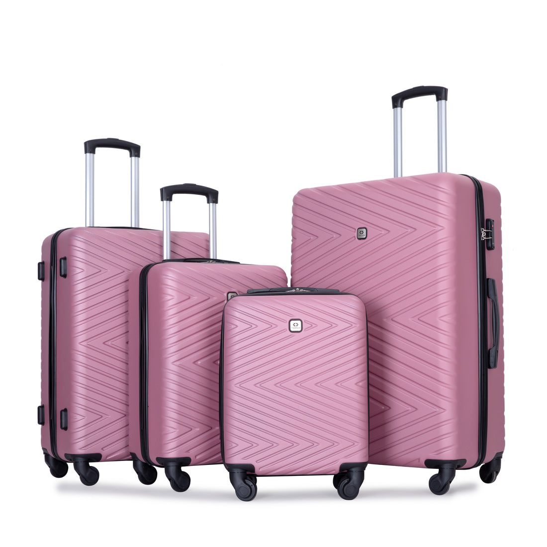 Luggage 4 Piece Abs Lightweight Suitcase With Rotating Wheels, 24 Inch And 28 Inch With Tsa Lock, 16 20 24 28 Pink Pink Abs