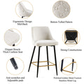 Beige Swivel Bar Chair Bar Stool And Metal Modern High Bar Furniture Set Of 2 Beige Primary Living Space Modern Boucle