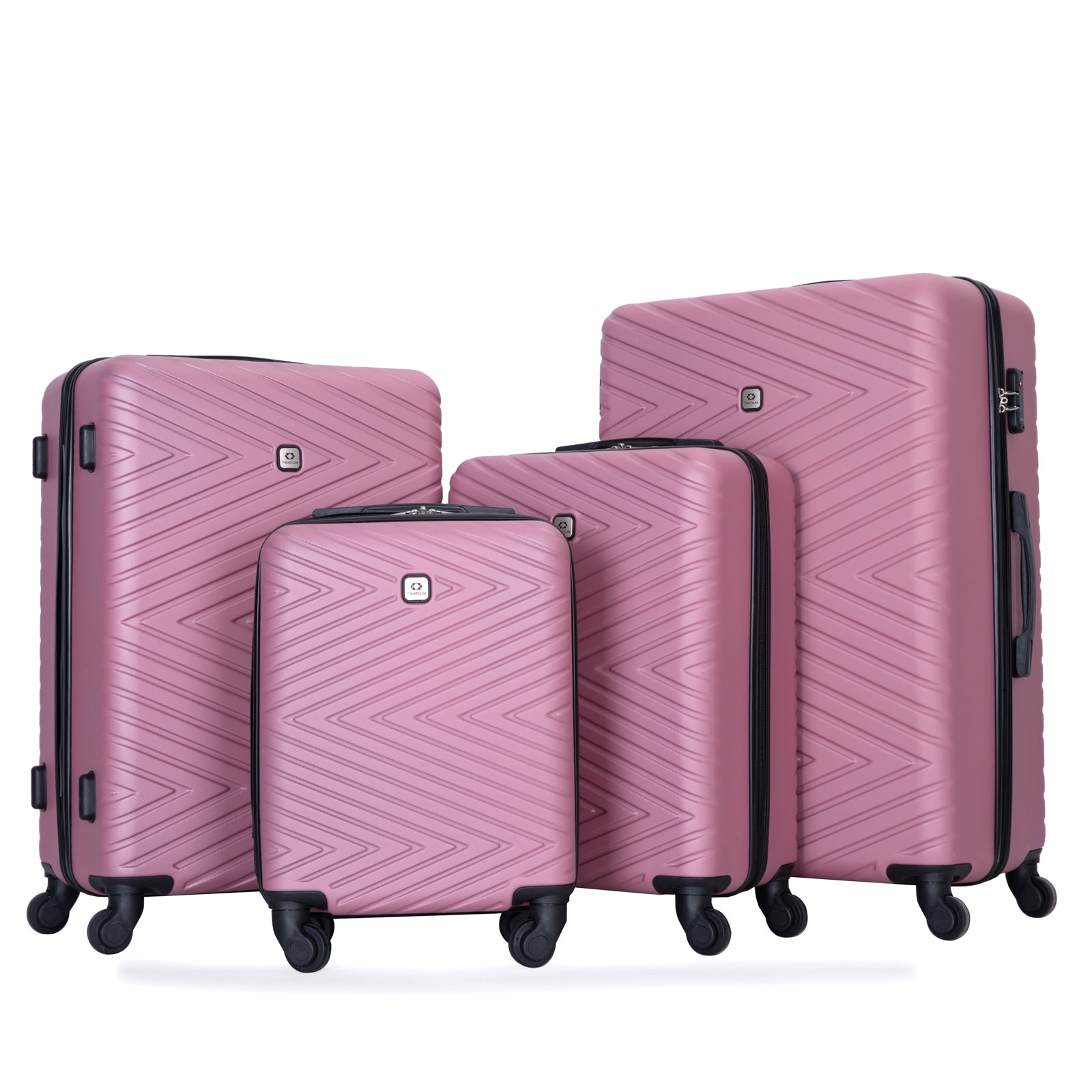 Luggage 4 Piece Abs Lightweight Suitcase With Rotating Wheels, 24 Inch And 28 Inch With Tsa Lock, 16 20 24 28 Pink Pink Abs