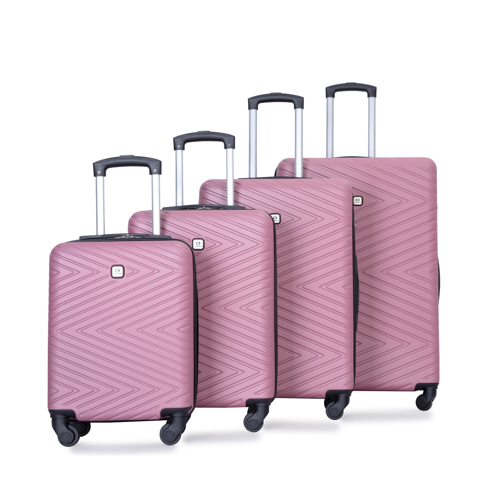 Luggage 4 Piece Abs Lightweight Suitcase With Rotating Wheels, 24 Inch And 28 Inch With Tsa Lock, 16 20 24 28 Pink Pink Abs