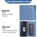 Luggage 4 Piece Abs Lightweight Suitcase With Rotating Wheels, 24 Inch And 28 Inch With Tsa Lock, 16 20 24 28 Blue Blue Abs