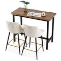 Beige Swivel Bar Chair Bar Stool And Metal Modern High Bar Furniture Set Of 2 Beige Primary Living Space Modern Boucle