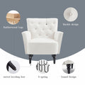 Mid Century Morden Arm Chair, Accent Chair With Ergonomic Cushion,Upholstered In Linen Fabric, Solid Wood Legs,Upholstered Single Sofa Club Chair For Living Room, Bedroom, Home Office,Cream. Cream Primary Living Space Mid Century Modern,Modern Rubberwood