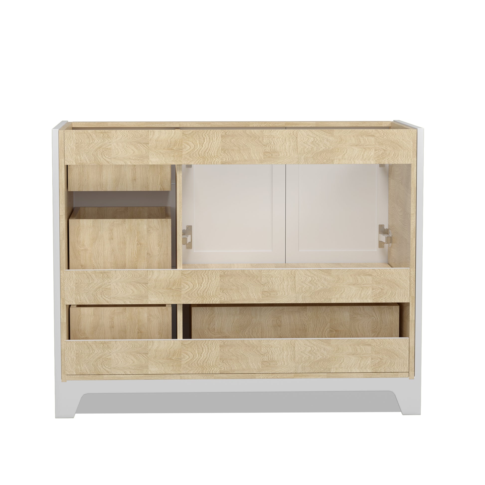 Solid Wood 42 Inch Bathroom Vanity Without Top Sink, Modern Bathroom Vanity Base Only, Birch Solid Wood And Plywood Cabinet, Bathroom Storage Cabinet With Double Door Cabinet And 4 Drawers, White Soft Close Doors Bathroom Lacquered 4 White 4 4 36 To 47