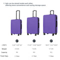 Hardshell Luggage Sets 3 Piece Double Spinner 8 Wheels Suitcase With Tsa Lock Lightweight 20''24''28'' Purple Abs