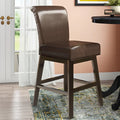 28 Inch Pu Leather Swivel Counter Stool Brown Pu