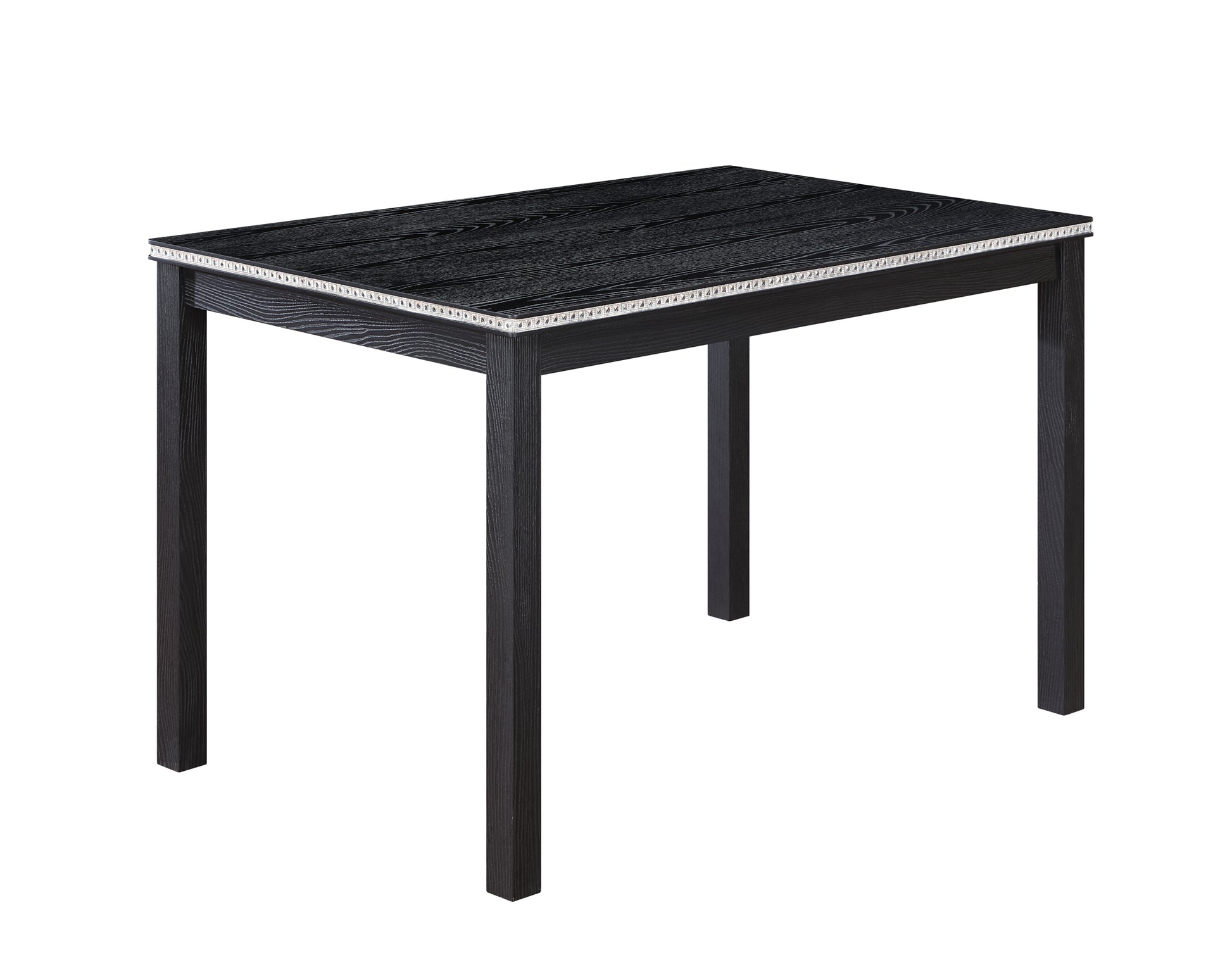 5 Piece Wooden Dining Table Set, Kitchen Table Set With A Rectangular Table And 4 Upholstered Chairs, Wooden Dining Room Table With Crystal Decoration And Chairs Set For Kitchen, Dining Room, Black Black Seats 4 Dining Room Rectangular 4 Leg Rectangular