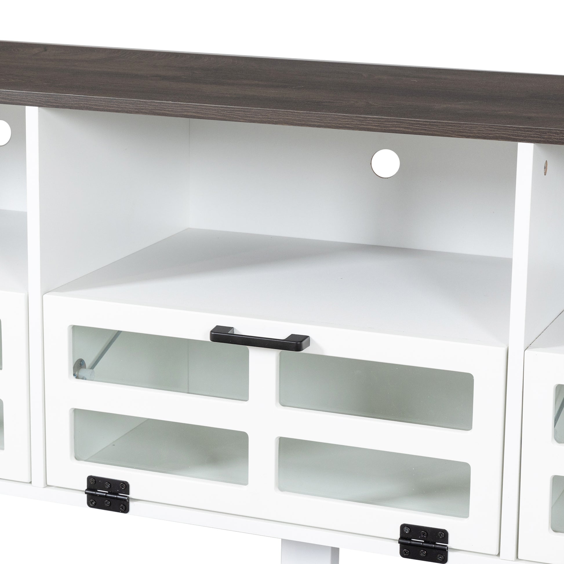 Tv Stand,Tv Cabinet,American Country Style Tv Lockers,The Toughened Glass Door Panel,Metal Handles,Birch Legs,Turn Down The Drawer,Can Be Placed In Lounge Room,Living Room Or Bedroom,Color:White Gray White Gray Primary Living Space 60 69 Inches 60 69