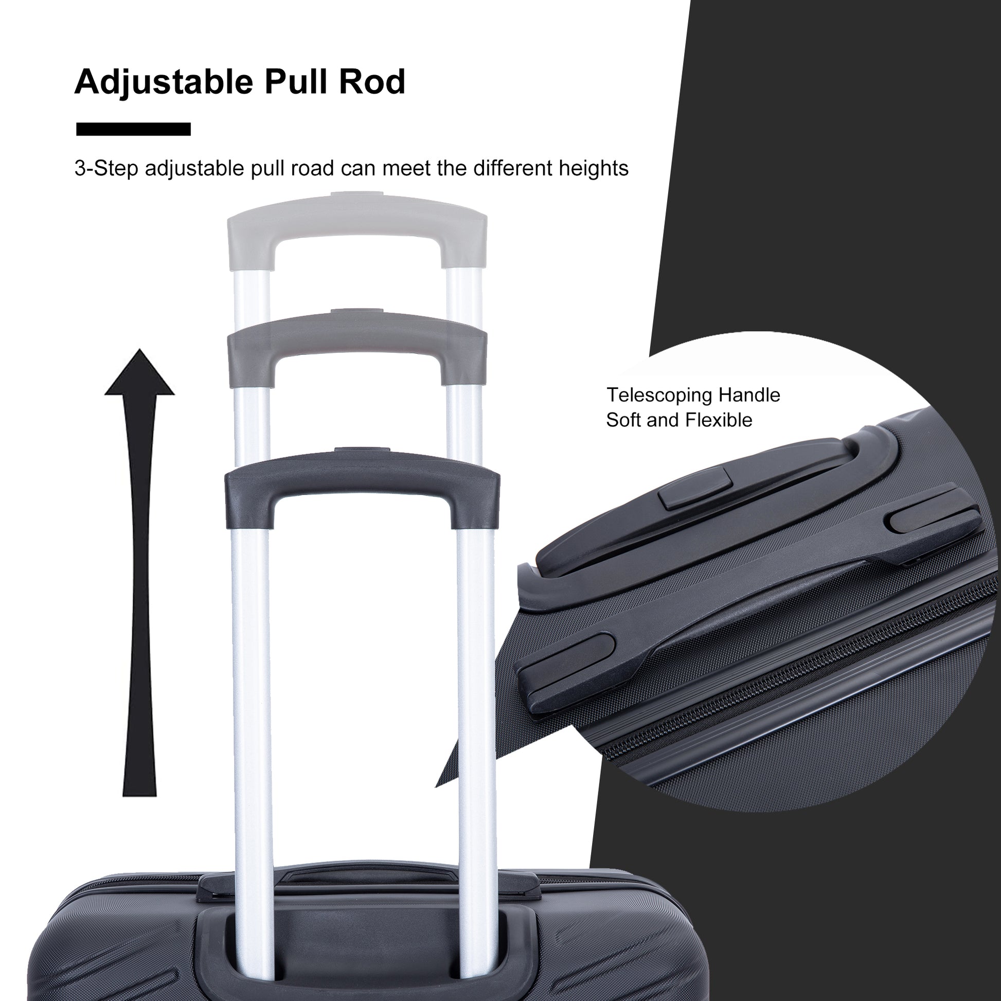 Luggage 4 Piece Abs Lightweight Suitcase With Rotating Wheels, 24 Inch And 28 Inch With Tsa Lock, 16 20 24 28 Black Black Abs