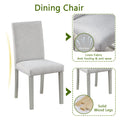 5 Piece Wooden Dining Table Set, Kitchen Table Set With A Rectangular Table And 4 Upholstered Chairs, Wooden Dining Room Table With Crystal Decoration And Chairs Set, Silver Grey Beige Silver Gray Seats 4 Dining Room Rectangular 4 Leg Rectangular Dining