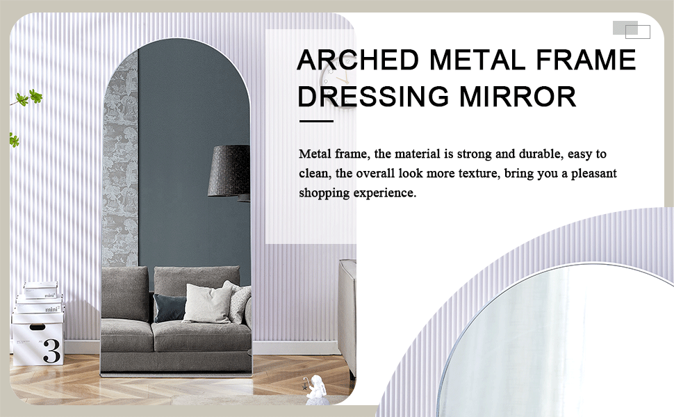 The 4Th Generation Floor Standing Full Length Rearview Mirror. Aluminum Alloy Metal Frame Arched Wall Mirror, Bathroom Makeup Mirror, Floor Standing Mirror With Bracket. Silver 71 "* 31"Am Sr Silver Glass