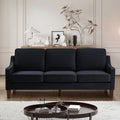Modern 3 Person Seat Sofa Couch With Scooped Armrest Wood Legs,Upholstered Velvet 3 Seat Sofa With Removable Cushions For Livingroom Bedroom,Black Black Espresso Velvet Wood Primary Living Space Medium Soft Cushion Back American Design Rubberwood Square