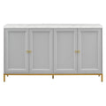 Modern Sideboard With Extra Large Storage Space With Metal Handles And Support Legs For Living Room And Dining Room Light Grey Light Gray Mdf