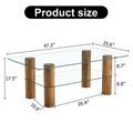 Modern Minimalist Double Layer Transparent Tempered Glass Coffee Table And Coffee Table, Paired With Wooden Mdf Decorative Columns. Computer Desk. Game Table. Ct X02 Transparent Glass