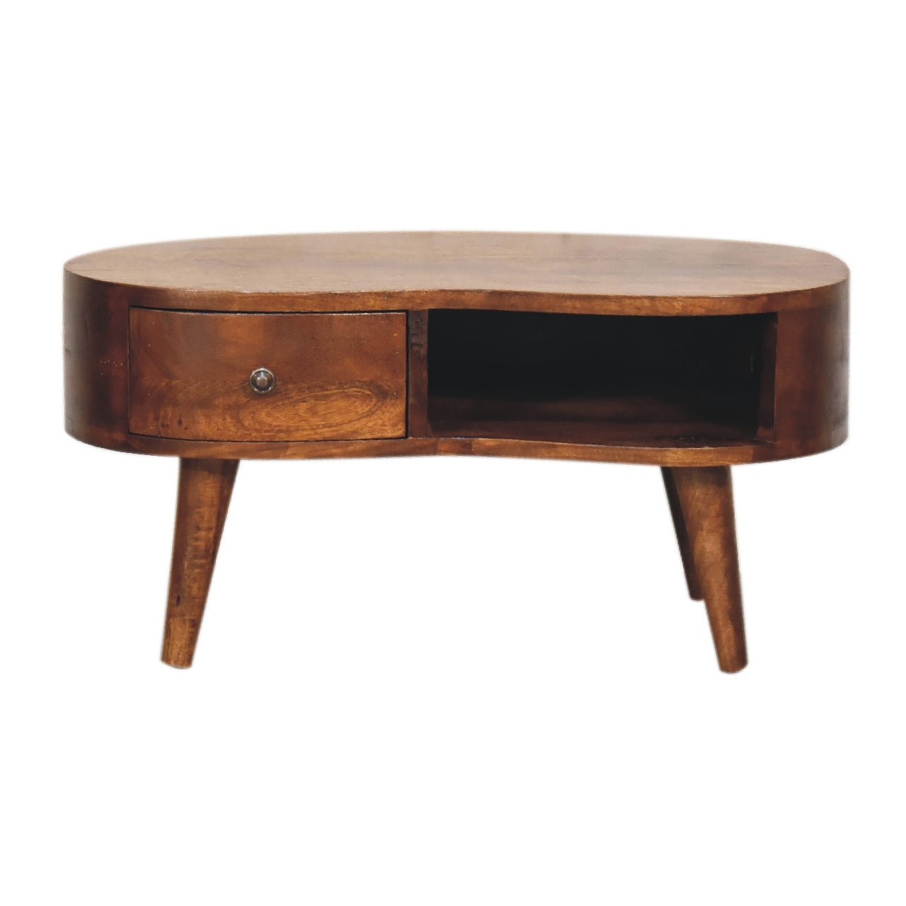 Solid Wood Mini Chestnut Wave Coffee Table Chestnut Brown Bedroom Classic,Contemporary Freestanding Mango Drawers Coffee & End Tables Lacquered Wood Solid Wood