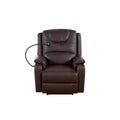 Liyasi Zero Gravity Power Recliner With Comfortable Lying Degree, Massage, Heating And Phone Holder, Side Pockets, Usb Charge Ports, Enjoy Extreme Relaxation Brown Power Remote Primary Living Space Medium Soft Eucalyptus Foam Bonded Leather