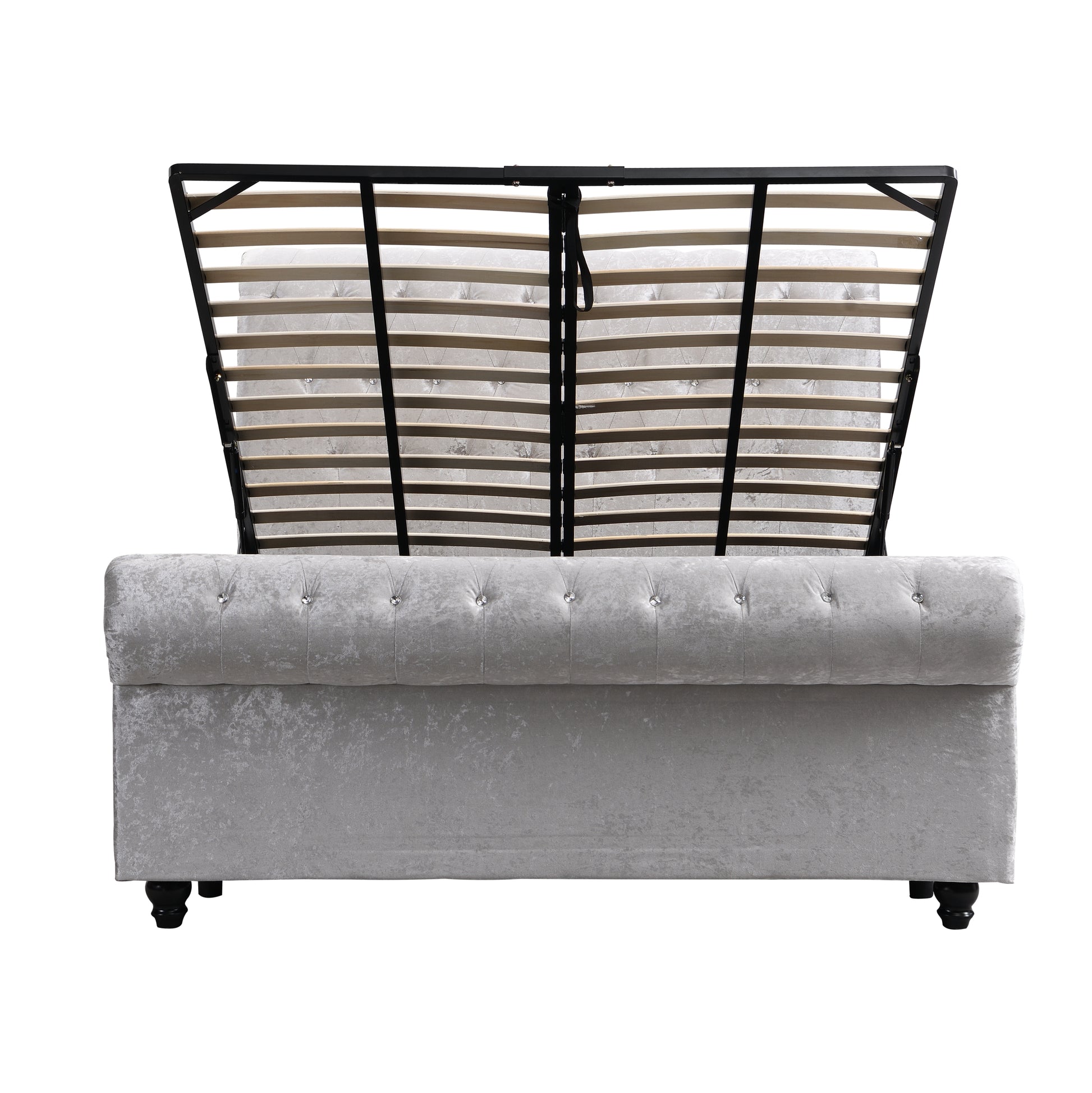 Hartfried Upholstered Storage Bed,Queen Size Queen Silver Solid Wood