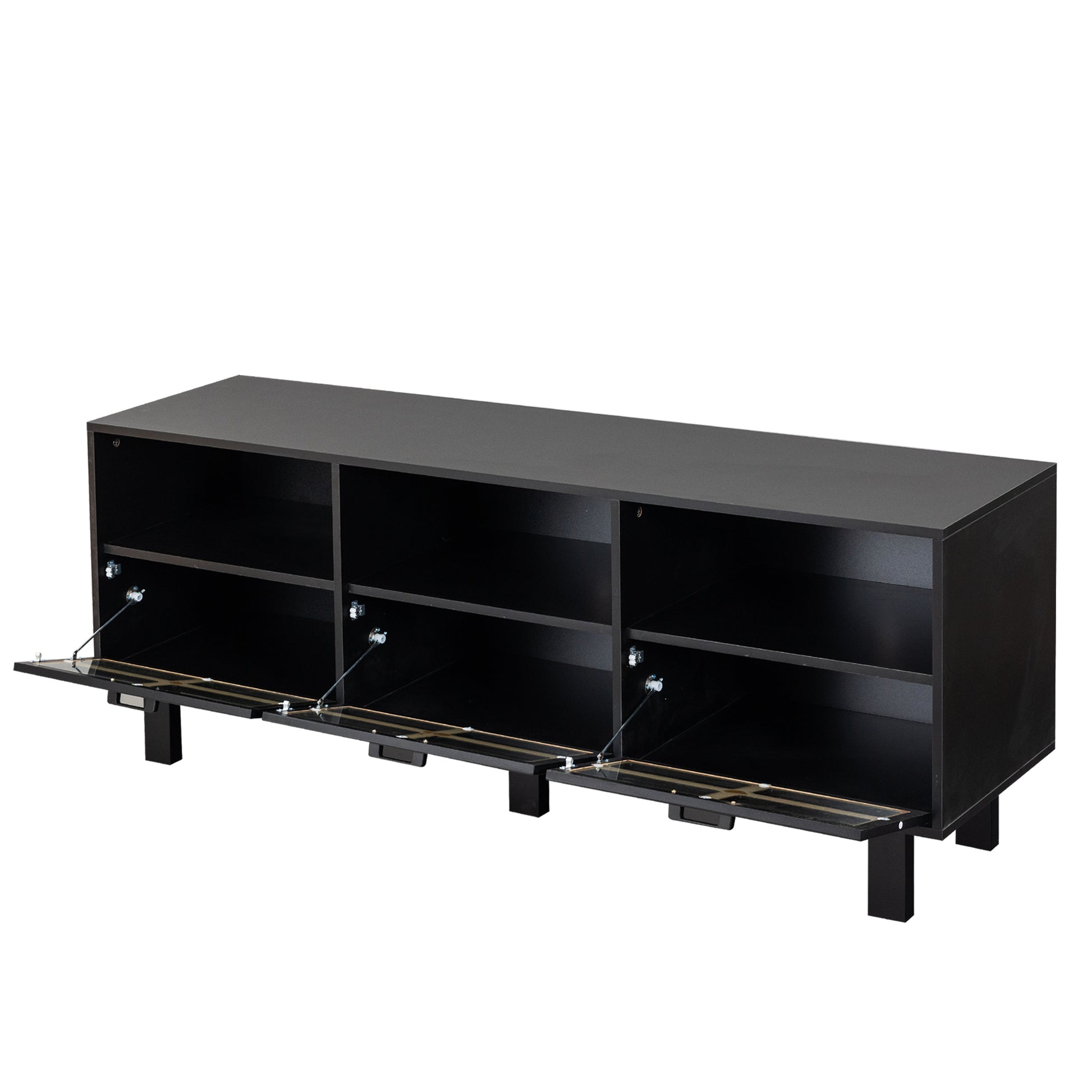 Tv Stand,Tv Cabinet,American Country Style Tv Lockers,The Toughened Glass Door Panel,Metal Handles,Birch Legs,Turn Down The Drawer,Can Be Placed In Lounge Room,Living Room Or Bedroom,Color:Black Black Primary Living Space 60 69 Inches 60 69 Inches