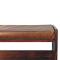 Chestnut Bench With Brown Leather Seatpad Chestnut Leather Solid Wood