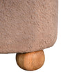 Mocha Faux Fur Round Ball Footstool Mocha Foam Wood Fabric