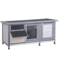 Pawhut Wooden Rabbit Hutch Bunny Hutch Cage Guinea Pig With Waterproof Roof, No Leak Tray And Feeding Trough, Indoor Outdoor, Gray Gray Wood