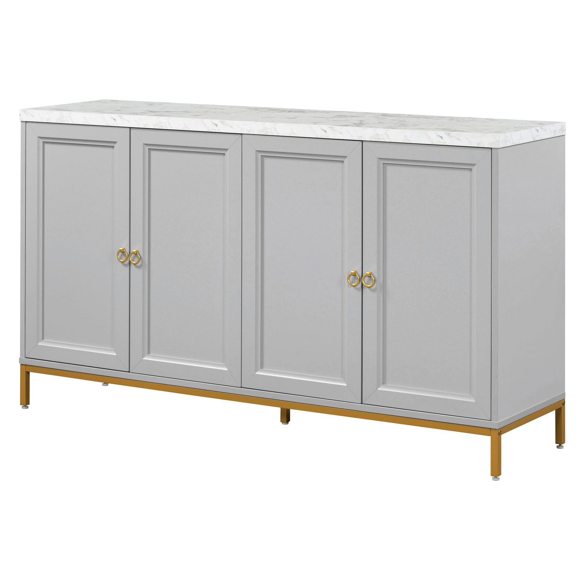 Modern Sideboard With Extra Large Storage Space With Metal Handles And Support Legs For Living Room And Dining Room Light Grey Light Gray Mdf