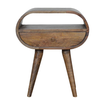 Grey Washed Circular Bedside Gray Wash Solid Wood