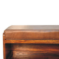 Buffalo Hide Pull Out Chestnut Shoe Storage Bench Chestnut Leather Solid Wood