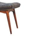 Harbour Black Footstool Chestnut Leather Wood