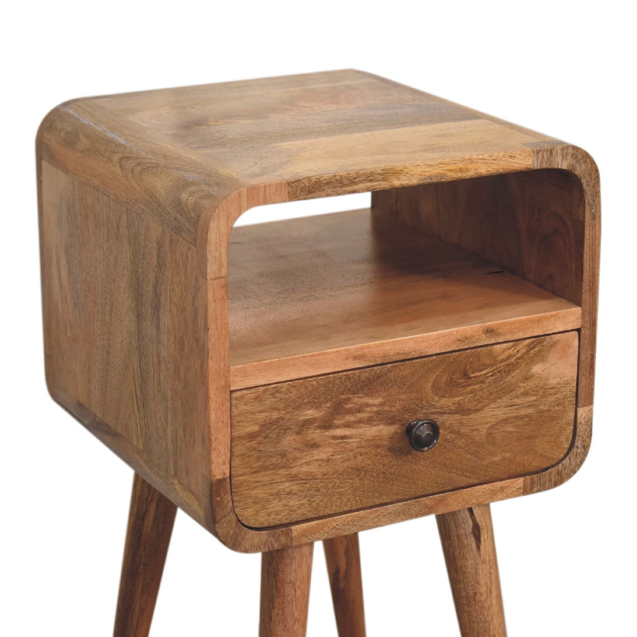 Mini Oakish Curve Open Bedside Oak Solid Wood