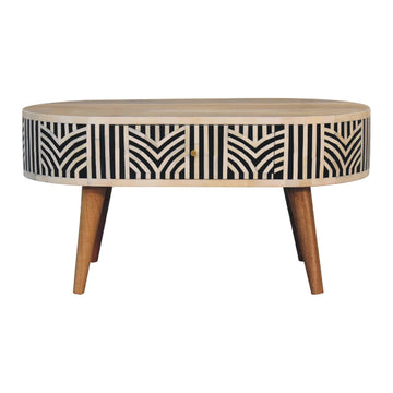 Edessa Bone Inlay Coffee Table Oak Solid Wood