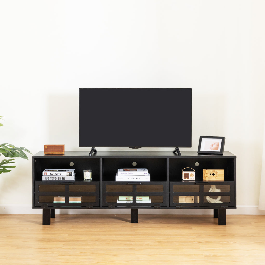 Tv Stand,Tv Cabinet,American Country Style Tv Lockers,The Toughened Glass Door Panel,Metal Handles,Birch Legs,Turn Down The Drawer,Can Be Placed In Lounge Room,Living Room Or Bedroom,Color:Black Black Primary Living Space 60 69 Inches 60 69 Inches