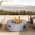 Diameter 30 Inch X 11 Inch Round Faux Concrete Texture Propane Gray Fire Pit With Pvc Weather Cover Gray Garden & Outdoor European Magnesium Oxide