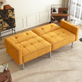 Orisfur. Linen Upholstered Modern Convertible Folding Futon Sofa Bed For Compact Living Space, Apartment, Dorm, Yellow Yellow Foam Linen