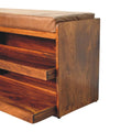 Buffalo Hide Pull Out Chestnut Shoe Storage Bench Chestnut Leather Solid Wood