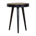 Carbon Black Rattan End Table Black Wood Rattan