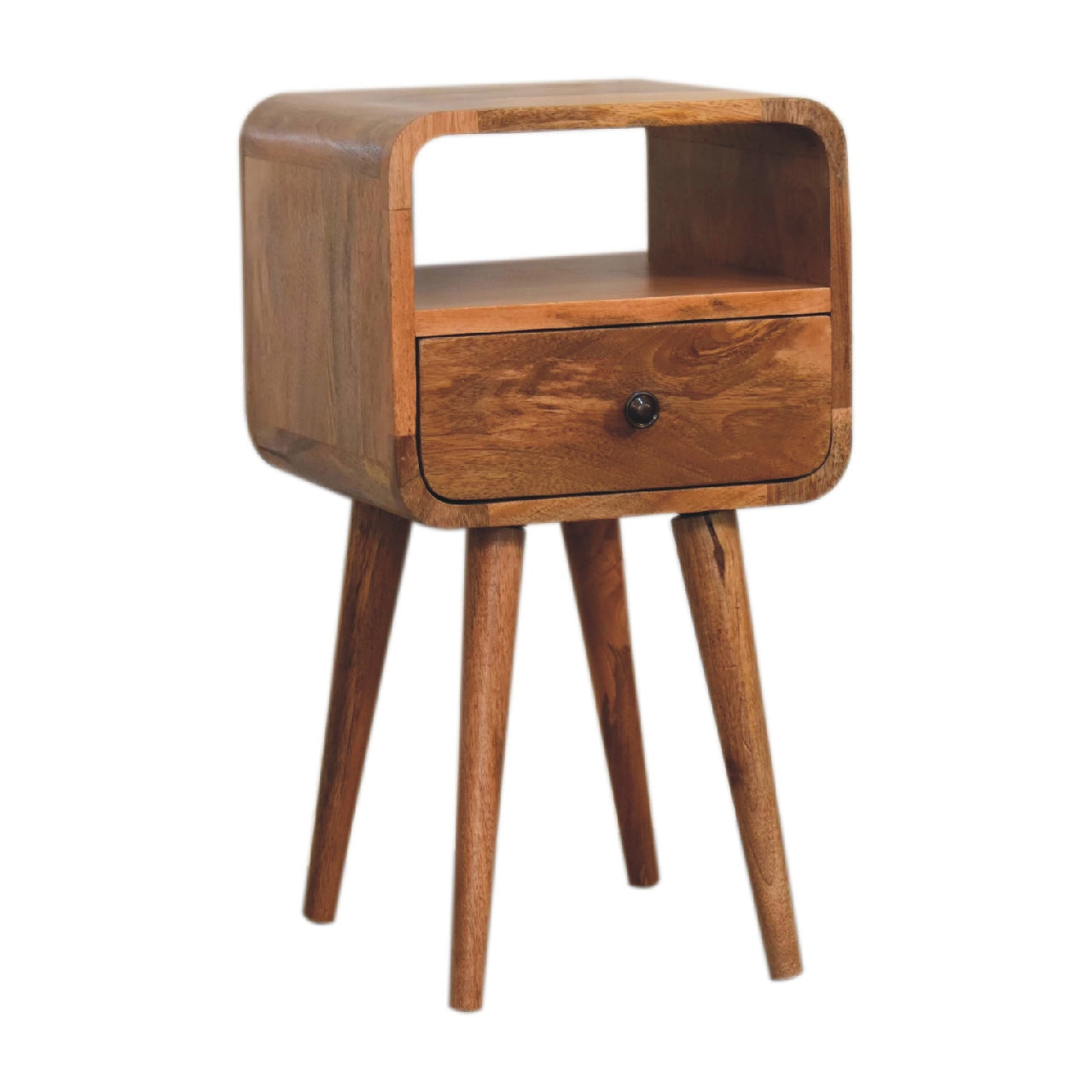 Mini Oakish Curve Open Bedside Oak Solid Wood