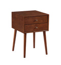 Wood Nightstand With 2 Drawers,Side Table Bedroom Storage Drawer Bedside End Table,Small Side End Table With Storage, Dark Walnut Walnut 2 Drawers Rubber Wood