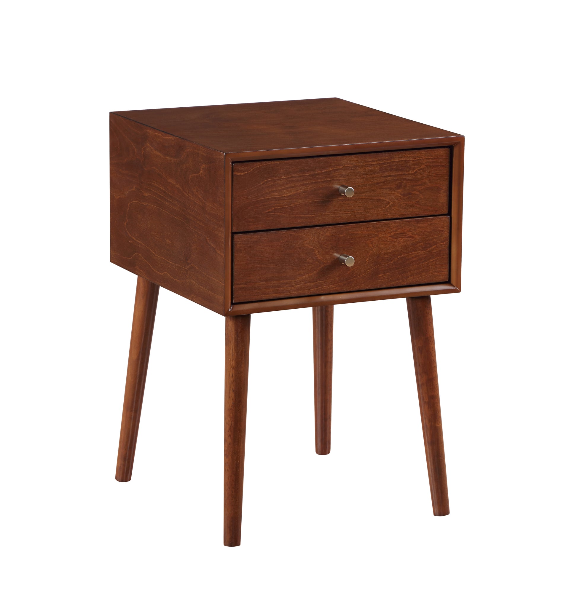 Wood Nightstand With 2 Drawers,Side Table Bedroom Storage Drawer Bedside End Table,Small Side End Table With Storage, Dark Walnut Walnut 2 Drawers Rubber Wood