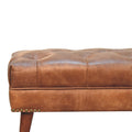 Harbour Brown Leather Bench Chestnut Leather Solid Wood