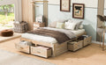 Full Size Platform Bed With 6 Storage Drawers,Antique Natural Antique Natural Mdf Lvl