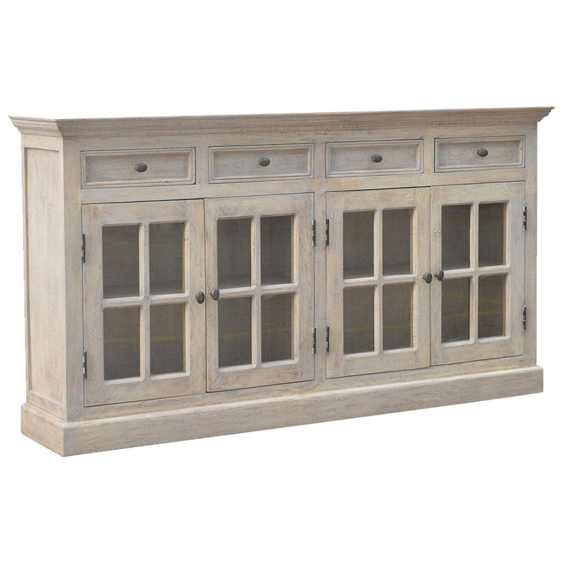 Stone Acid Wash Glazed Sideboard Stone Gray Solid Wood