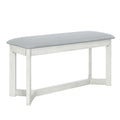 Farmhouse 6 Piece Wood Dining Table Set With 4 Upholstered Chairs And Bench, Gray Gray Wood Dining Room Bench Seating Rubberwood Rectangular Dining Table With Chair And Bench Upholstered Chair Wood Gray Solid Back Seats 6 Farmhouse Trestle Foam Solid