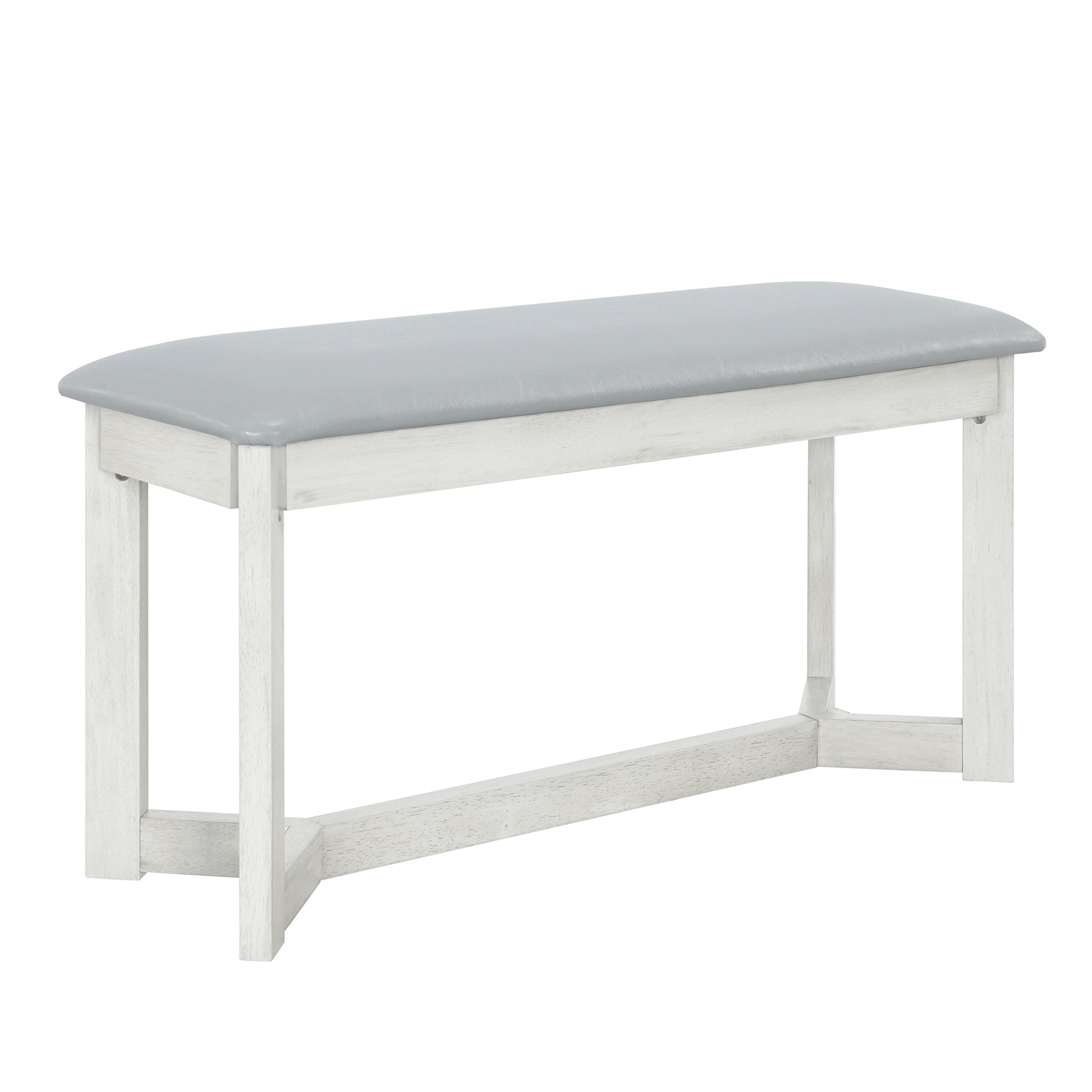 Farmhouse 6 Piece Wood Dining Table Set With 4 Upholstered Chairs And Bench, Gray Gray Wood Dining Room Bench Seating Rubberwood Rectangular Dining Table With Chair And Bench Upholstered Chair Wood Gray Solid Back Seats 6 Farmhouse Trestle Foam Solid