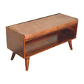 Chestnut Bench With Brown Leather Seatpad Chestnut Leather Solid Wood